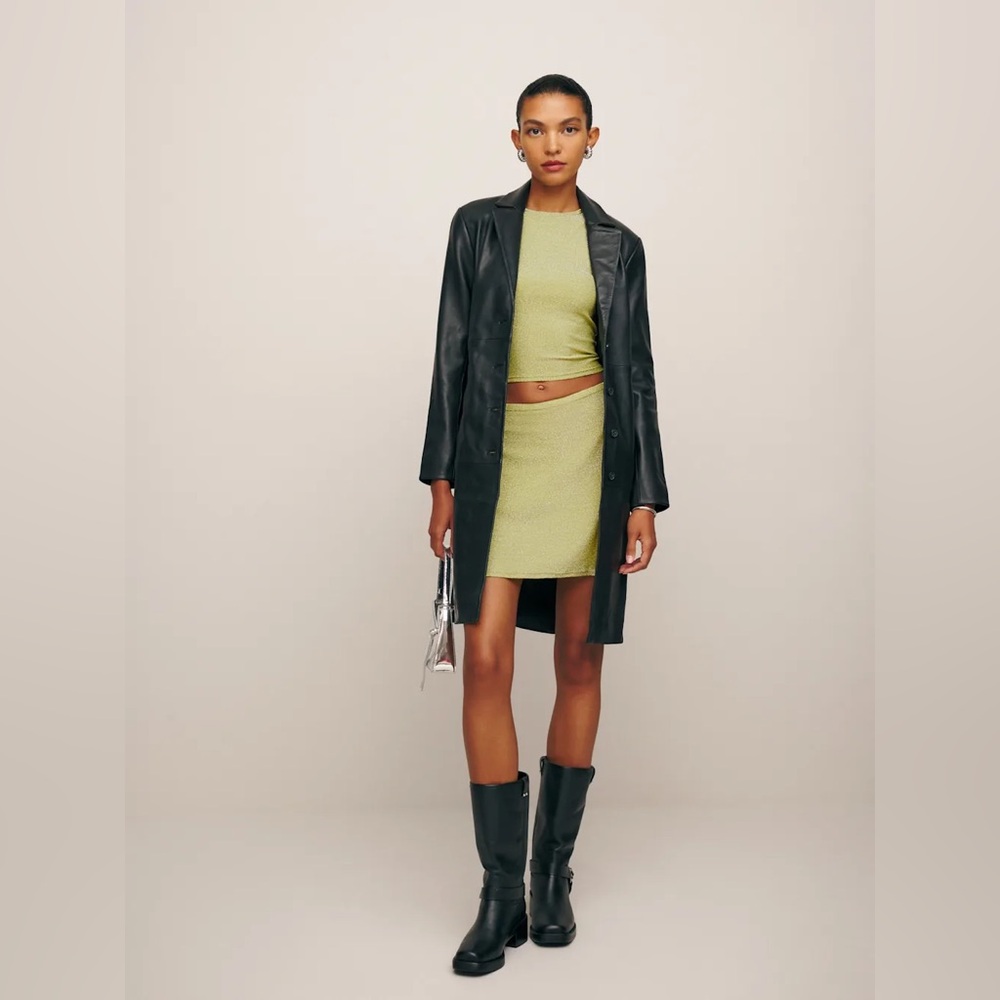 Reformation Andres Knit Top in Sparkling Green - Picture 3 of 9